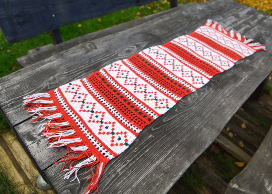 Vintage Table Runner Swedish Hand Woven Table Tablecloth Cover Scandinavian Design Runner, Crochet