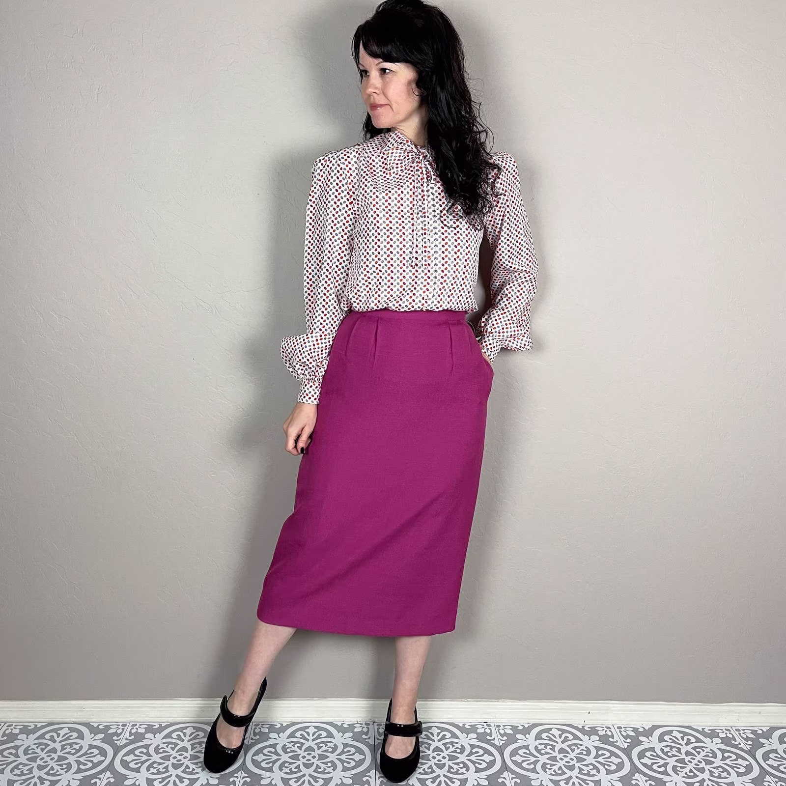 Vintage Deadstock 80S Pink Linen Pencil Skirt - Does 50S 27" Waist