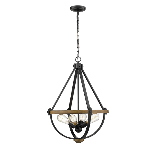 Ellijay Matte Black/Wood Tone Pendant light