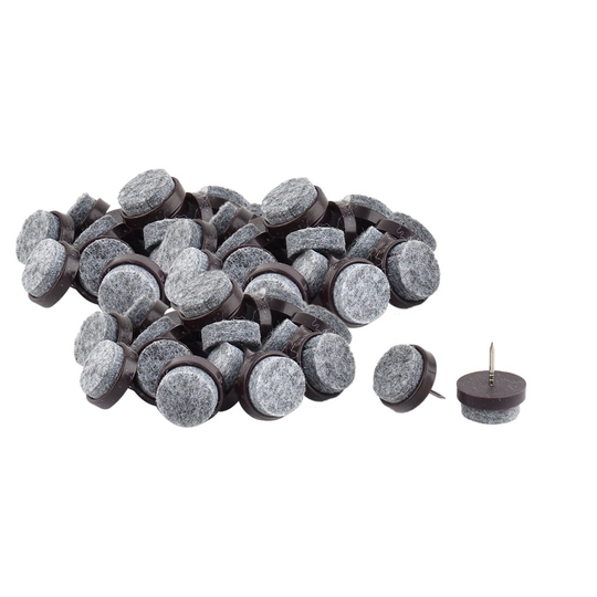 Felt Base Furniture Leg Floor Protector Glide Nail 20mm Dia 60pcs - Gray,Silver Tone,Chocolate Color - 0.8" x 0.87"(D*H)