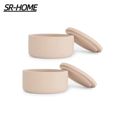 Home Décor Multipurpose Handmade Matte Cylinder Shape Concrete Candle Jar Holder, 14 Oz. (Sand)(Pack Of 2)