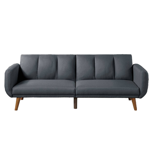 Adjustable Upholstered Sofa with Track Armrests and Angled Legs, Light Gray