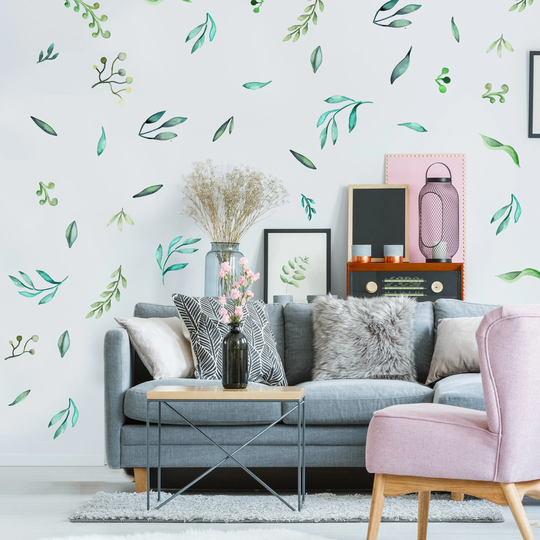 Watercolor Leaves Wall Decal Set - Nature By Chromantics