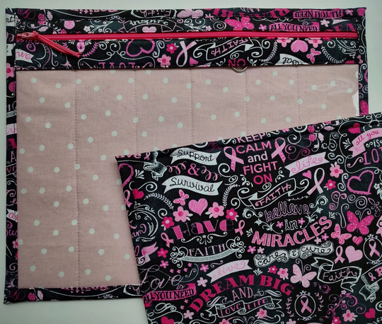 Cross Stitch Project Bag-Cross Stitch-Project Bag Organizer -Vinyl Front Organization Bag - Cancer Strong