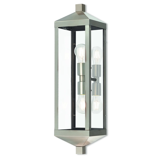 Giuseppe Lighting Two Light Outdoor Wall Lantern Nyack Brushed Nick - Exact Size