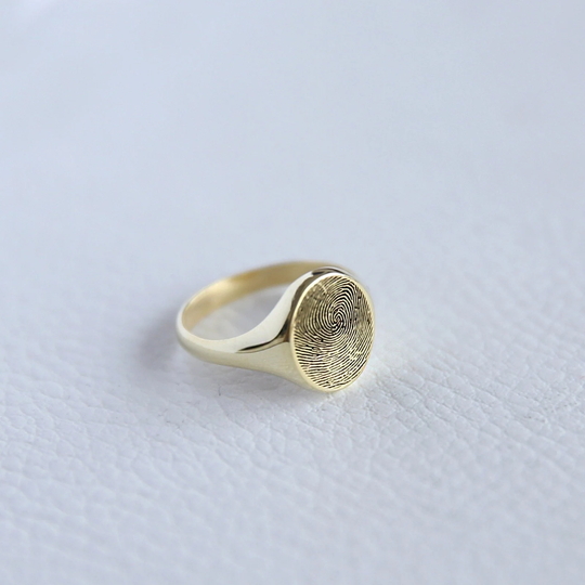 14K Gold Fingerprint Signet Ring, Fingerprint Ring, Personalized Ring, Custom Jewelry, Memorial Ring, Jx21