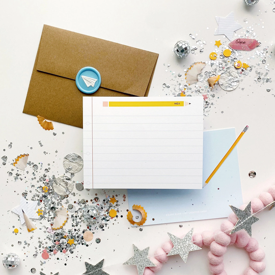 Lined Pencil Notecards, Thank You Stationery, Teacher Gift, Kids Card, Back To School