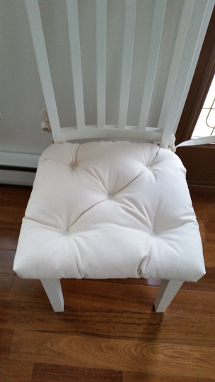 17 X 17"Chair Cushion, Chair Pad Solid Color Natural Or White Cotton Canvas Tufted Tufted Seat