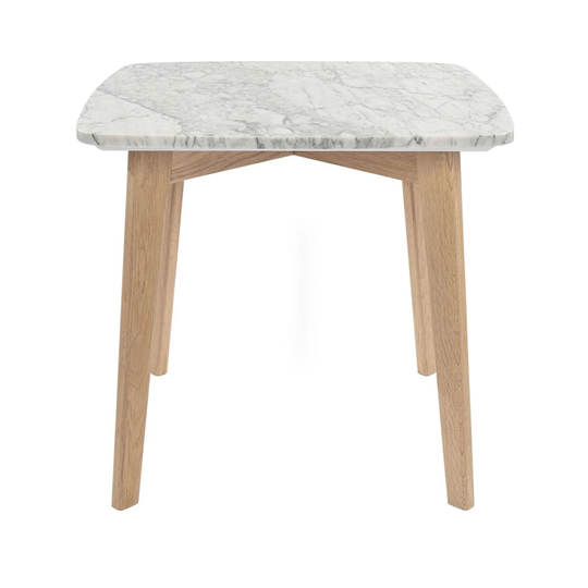 Offex Gavia 19.5" Square Italian Carrara White Marble Side Table - 19.5"L x 19.5"W x 17.5"H