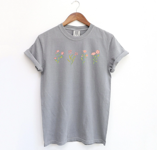 Comfort Colors Wildflower Tee, Tshirt, Oversized Shirt, Boho Shirt