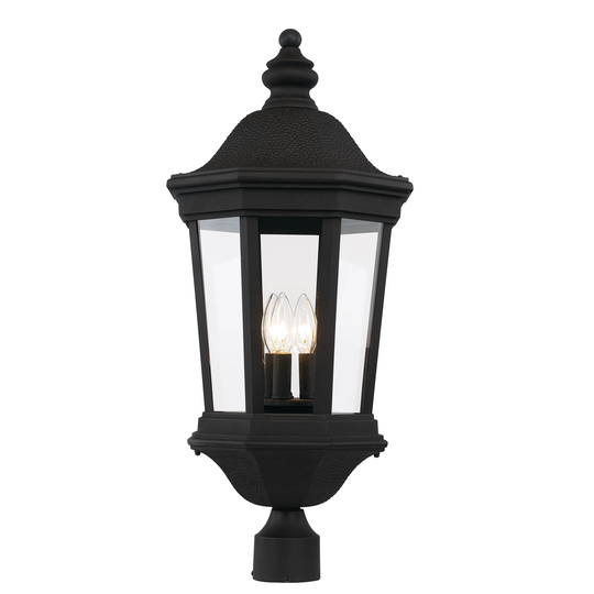 Outdoor Imports BK Three Light Postmount Lantern Westfield Black - Exact Size