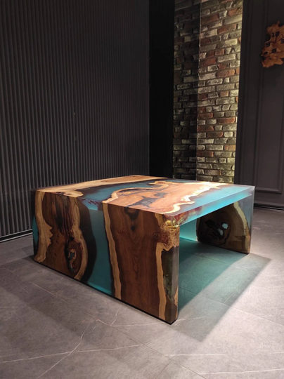 Waterfall Epoxy Resin Coffee Table, Table Design, River "U"