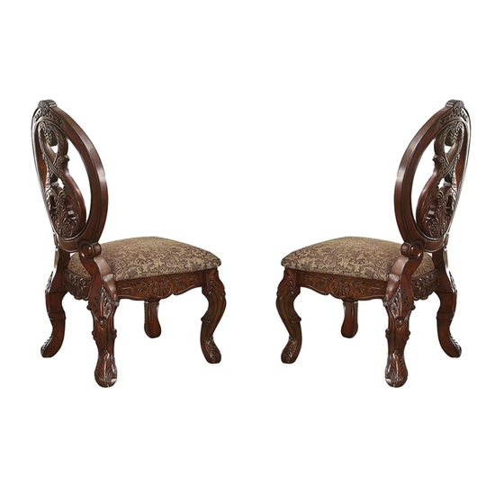 Set of 2 Upholstered Side Chair in Cherry Finish