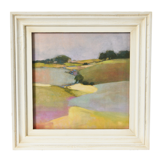 15.75" Square Watercolor Landscape Print with Wood Frame - Multi-Color