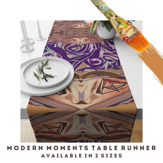 Table Runner Abstract Art Dining Room Kitchen Decor Cotton Twill Artsy Top Elegant Colorful Boho Unique Bold Modern Housewarming Gift