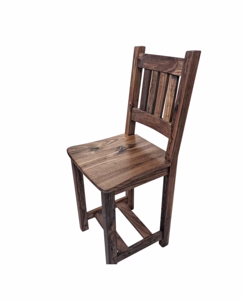 Walnut Wood Barstools - Dining Chairs Dark Pub Hardwood Tall
