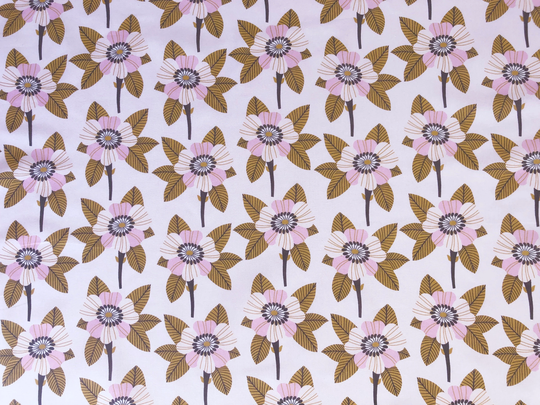 Flower Stem Vintage Pink Floral Quilting Cotton Fabric By 1/4 Or 1/2 Yard, Fat Quarter Fabric, Australian Kirsten Katz