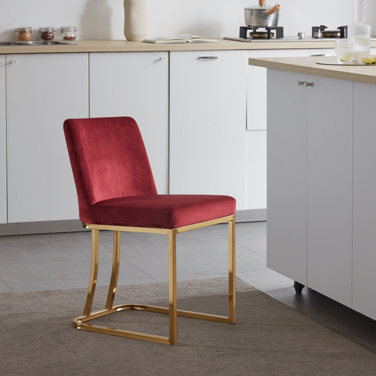 BELLEZE Hutton Dining Chair/Bar Stools Velvet Gold Metal Leg, 6 Colors