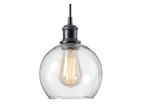Glass Pendant Light, Hanging Lighting Fixture, Industrial Kitchen Island Lamp, Dining Room