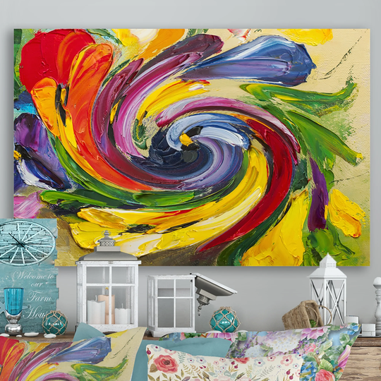 Designart 'Colorful Spiral Flower' Traditional Canvas artwork