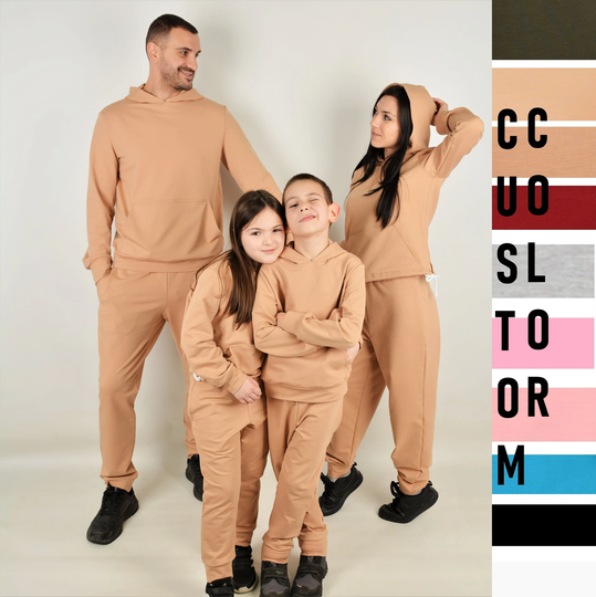 Family Matching Jogger Suit Custom Color, Color Sweatsuit, Tracksuits, Hoodie & Set