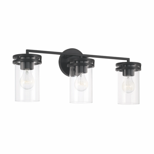 Fuller 3-light Bath/ Vanity Fixture w/ Clear Glass