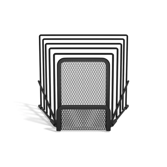 TRU RED 6-Compartment Matte Black Wire Mesh Letter Holder - 7.55" x 8.77" x 7.48"