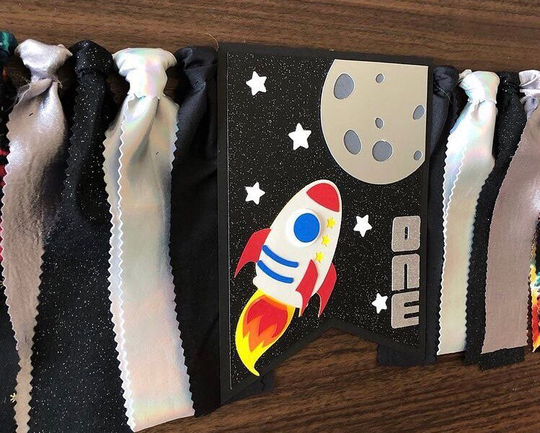 Space High Chair Banner, Birthday First Birthday, Astronaut Decor