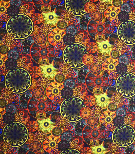Medallion Flowers Multi Color, 100% Cotton Fabric, Quilt Apparel Home Decor, Craft Projects, Colorful Circles, Bright Print