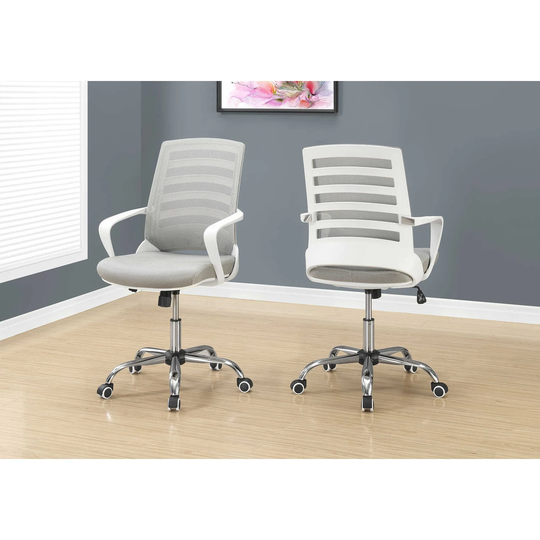 Monarch 7225 White Grey Mesh Multi Position Office Chair