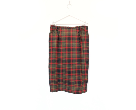 Vintage Wool Below The Knee Midi Pencil Skirt With Pockets Size Large