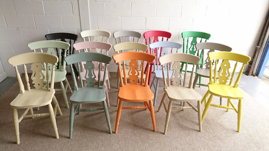Brand New Solid Beech Fiddle Back Farmhouse Kitchen Dining Chair Painted in Annie Sloan Colours