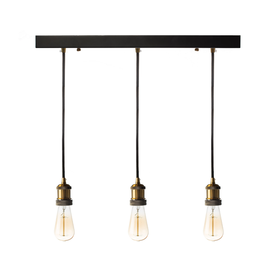 Triple Vintage Pendant Lamp- Black - 3 light