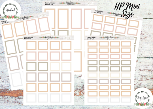 Mini Hp Vertical Neutral Colorful Planner Boxes | Functional Stickers Budget Box