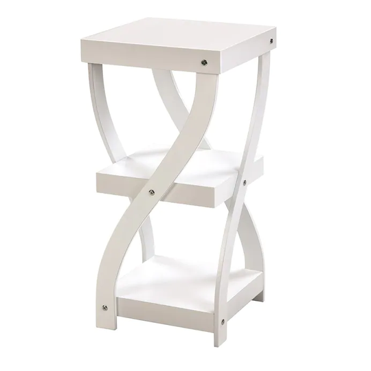 3 Tier White Wood Twisted Side Table - 8' x 11'