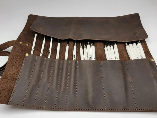 Leather Rollup, Brush, Pencil Organizer, Premium