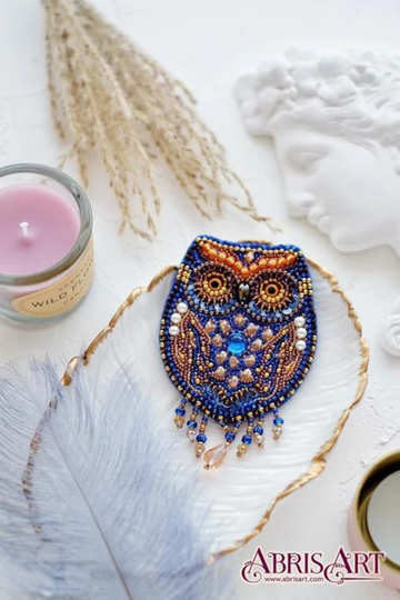 Diy Bead Brooch Kit "Owl" Embroidery Size 2.5"×3" | 6.4x7.8 cm, Gift