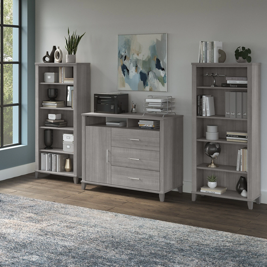 Somerset Office Storage Credenza with Bookcases by Bush Furniture