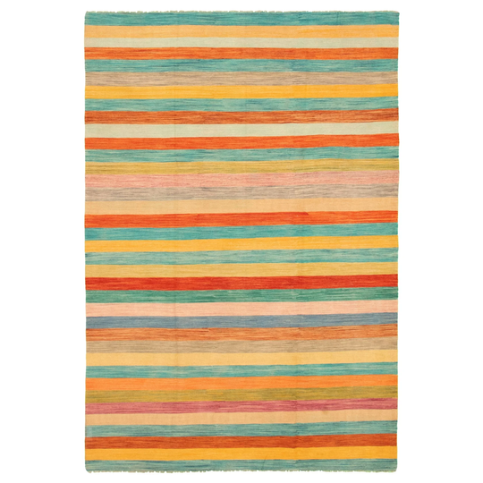 ECARPETGALLERY Flat-weave Bold and Colorful Multi Color Wool Kilim - 6'8 x 9'9