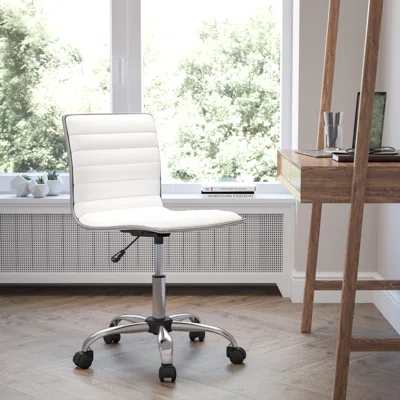Thomaston Low Back Designer Armless Ribbed Swivel Task Office Chair