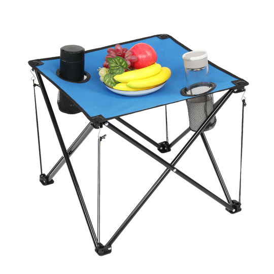 Outdoor Folding Table, Oxford Cloth Steel Square Table, Blue