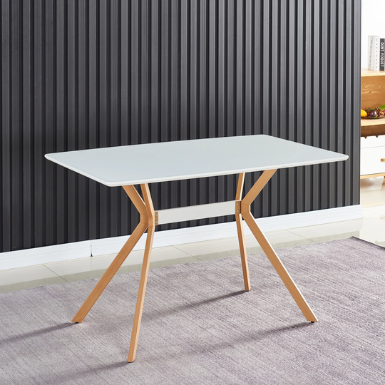 Modern Dining Table MDF For Dining Room Kitchen Office Table (White)