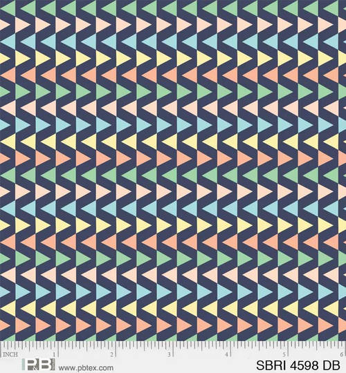P&b Textiles - Star Bright -Sbri 4598 Db Dark Multi Color Triangles