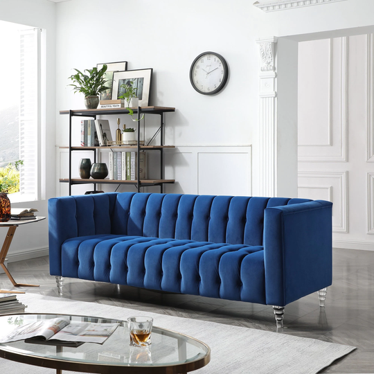 82" Velvet Tuxedo Arm Sofa with Acrylic Leg