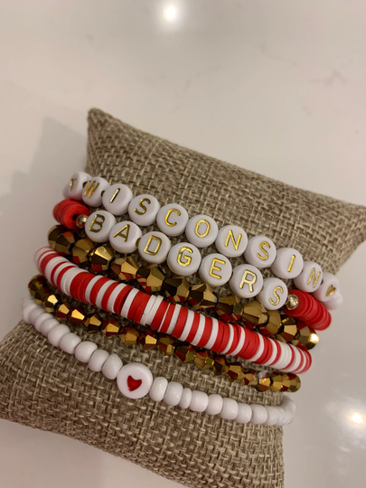 Badgers Gameday Heishi Stackable Bracelets - Set Of 6