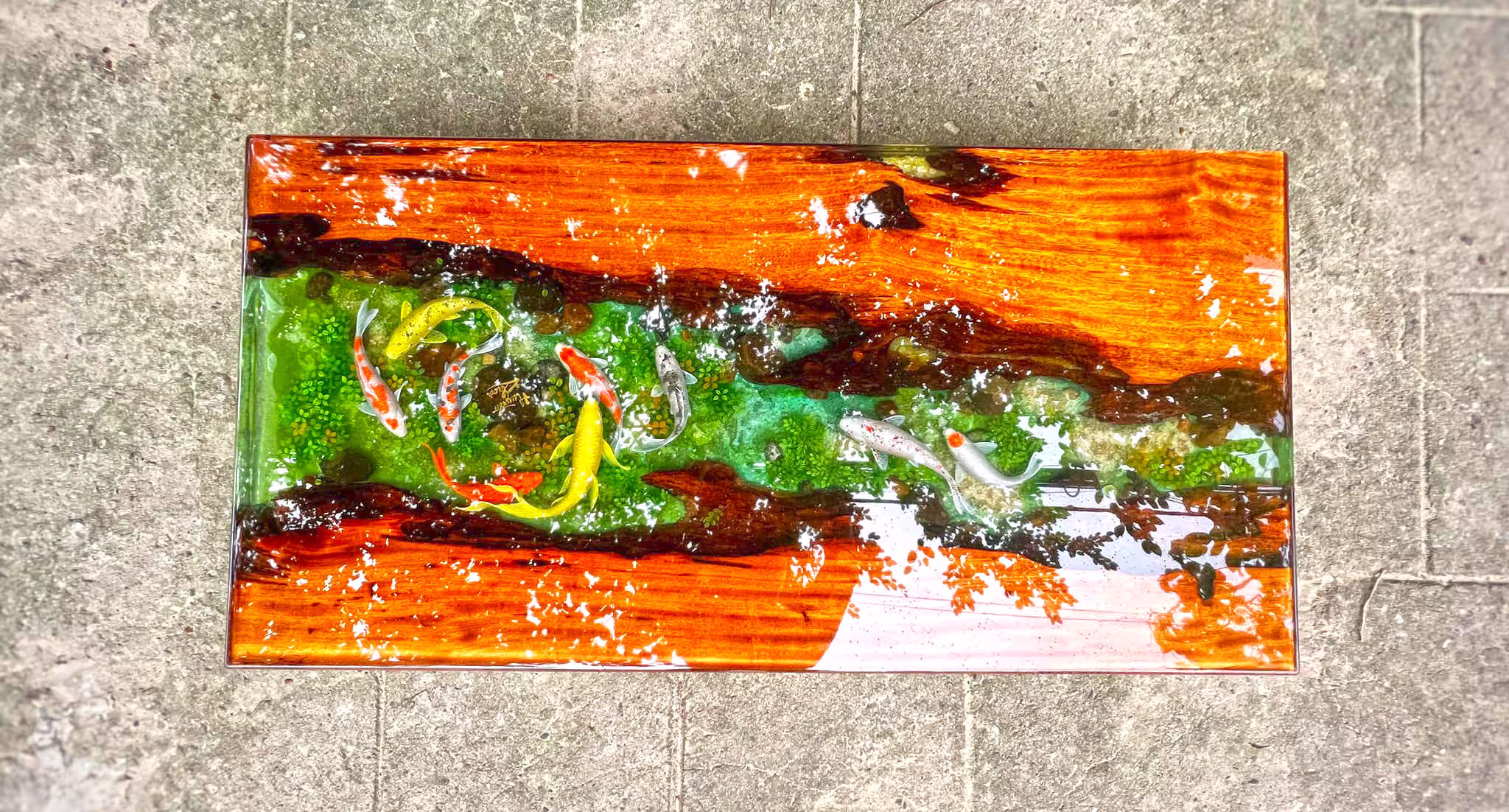 Koi Fish Resin Coffee Table | Handmade Dining Unique