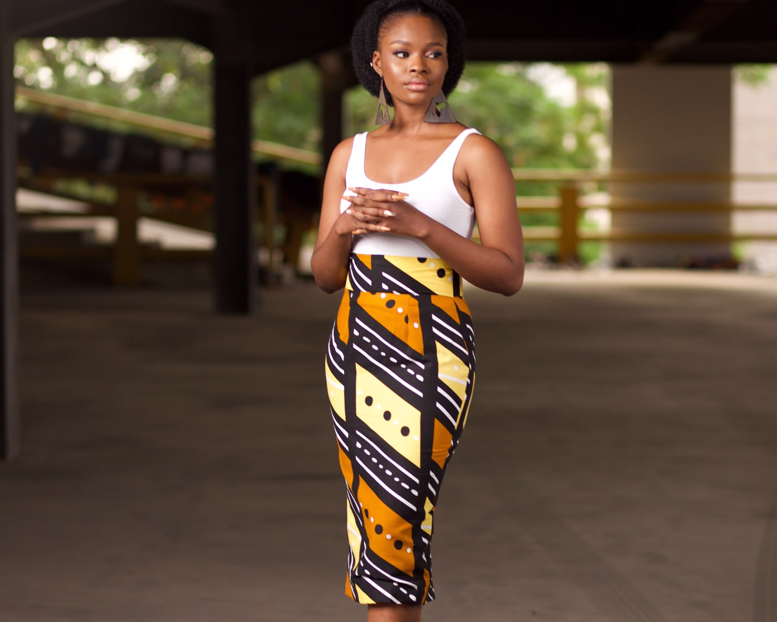 Taiwo African Print Pencil Skirt | Ankara Midi Plus Sizes Available