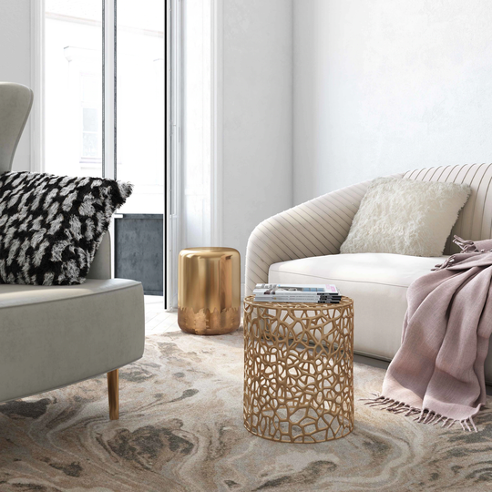 Zoe Gold Side Table/Stool by Inspire Me, Home Decor - 14"W x 14"D x 18"H
