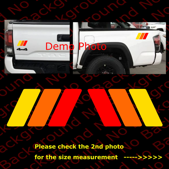 Many Colors & Sizes - Tri 3 Color Retro Racing Stripes Rainbow Vinyl Die Cut Decal Fits 4Runner Tacoma Tundra Off Road Sports Ty009