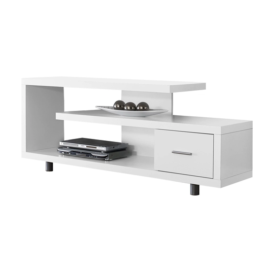60" White Contemporary Rectangular TV Stand with Drawer